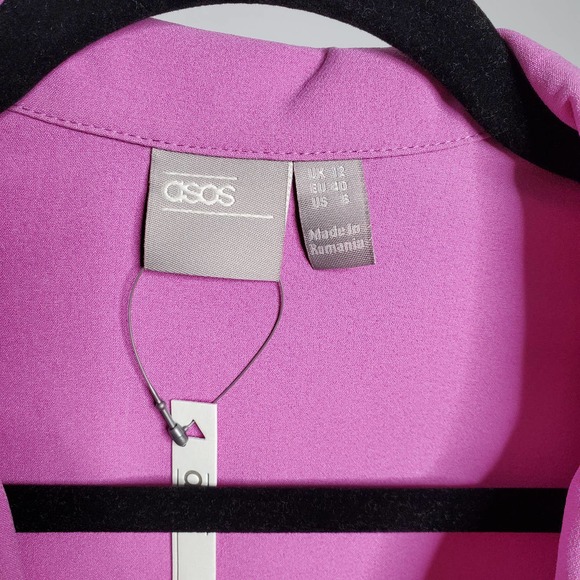 ASOS DESIGN • Pink Purple Minimal Belted Tux Jumpsuit NEW Sz 8 - Picture 4 of 6